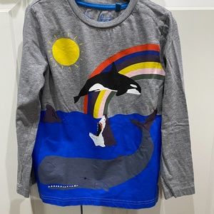 Mini Boden boys’ shirt whales, size 5-6